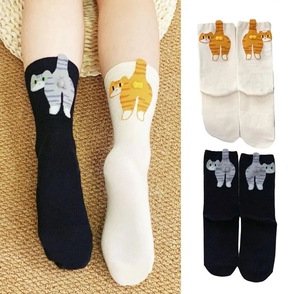 Cute Cat Novelty Socks – Soft Cotton Fun Gift for Women