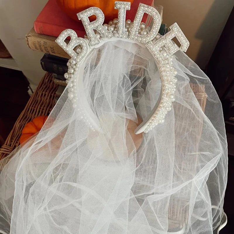 Bride To Be Pearl Crown Tiara Headband | Bachelorette Gift
