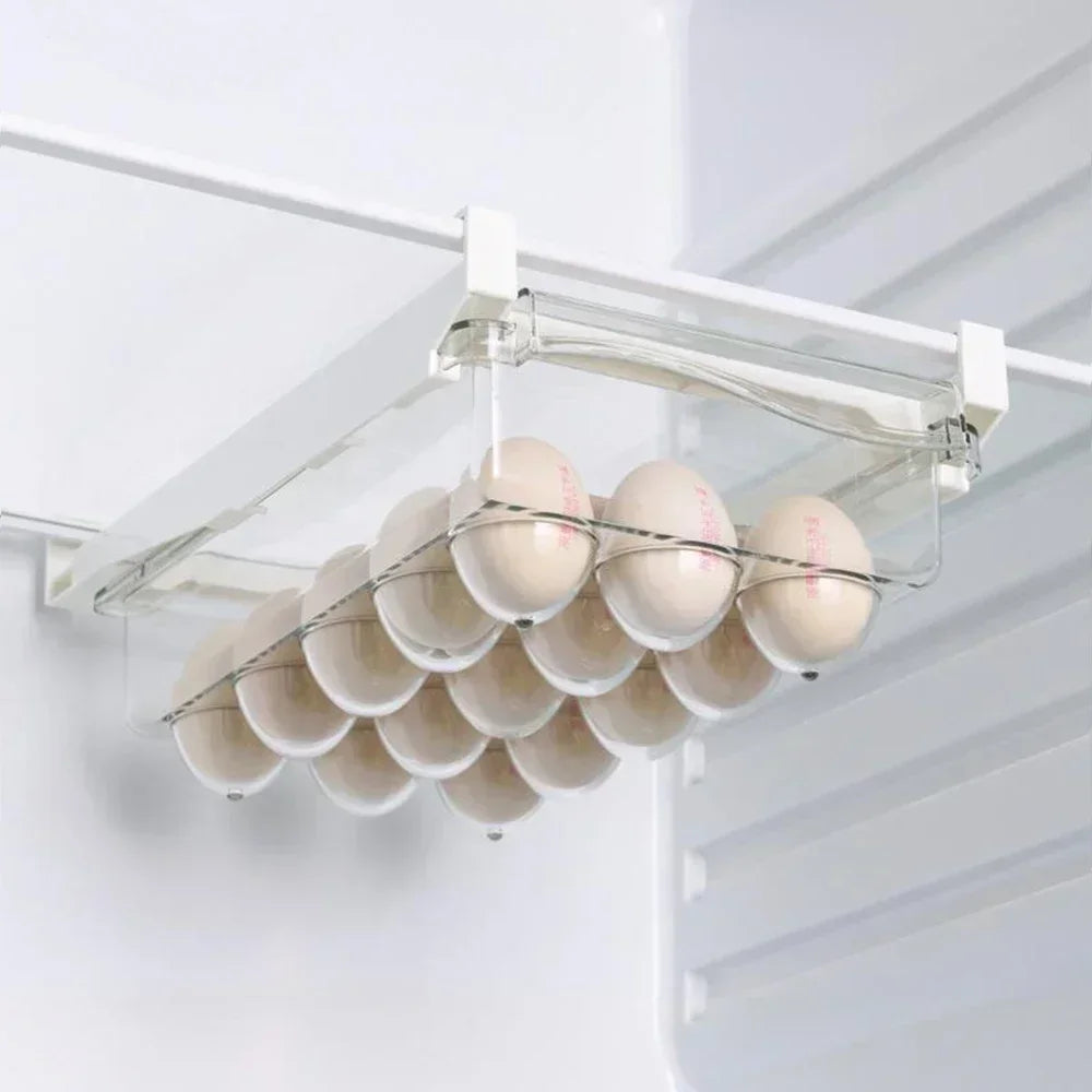 Transparent Fridge Organizer Fruit Egg Refrigerator Storage Box Under-shelf Refrigerator Drawer Box Fresh-keep Kitchen Organizer Peaceful Pleasures Health and Wellness Refrigerator egg sto