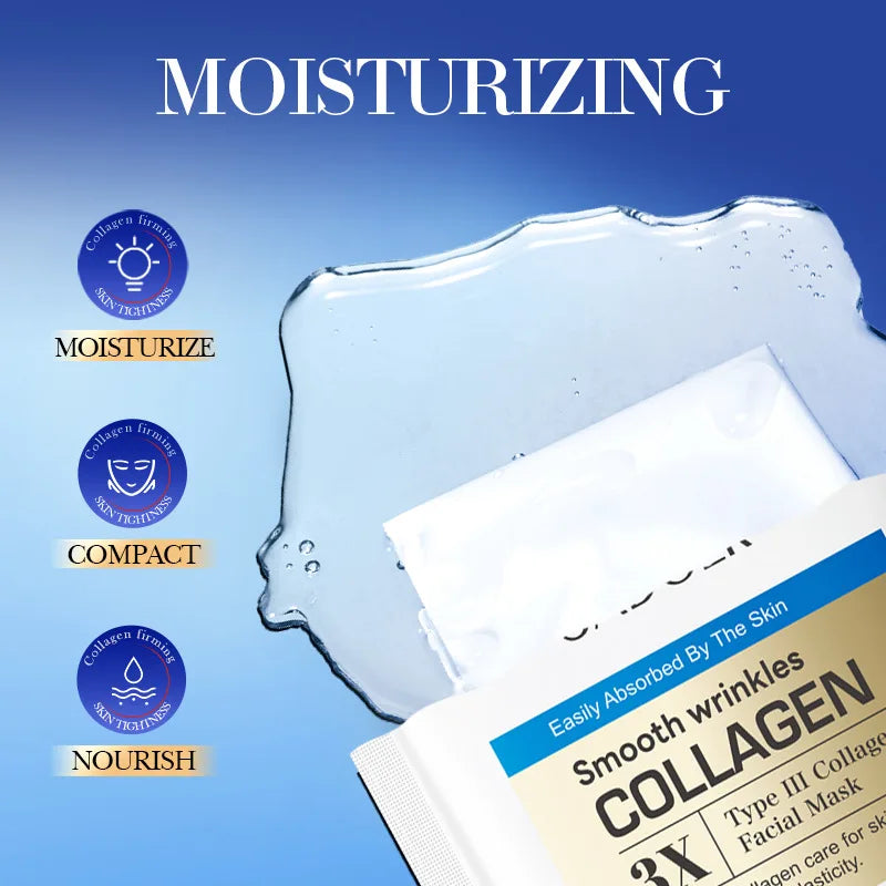 SADOER Collagen Sheet Face Mask 10pc – Hydrating & Anti-Aging Collagen Sheet Mask Peaceful Pleasures Health and Wellness