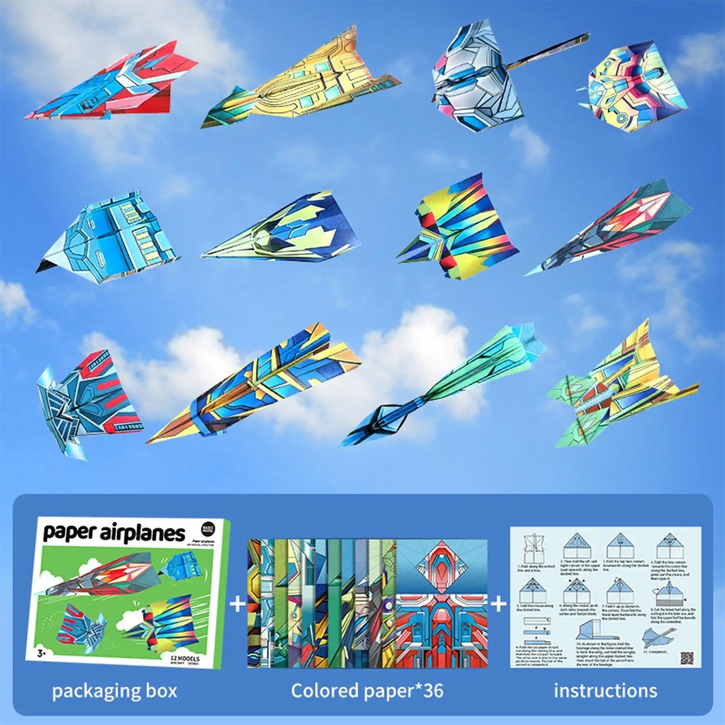 12 Patterns Paper Airplane Book, Creative STEM Toys for Kids & Adults, Perfect Gift for Birthday, Travel, Classroom & Home Peaceful Pleasures Health and Wellness