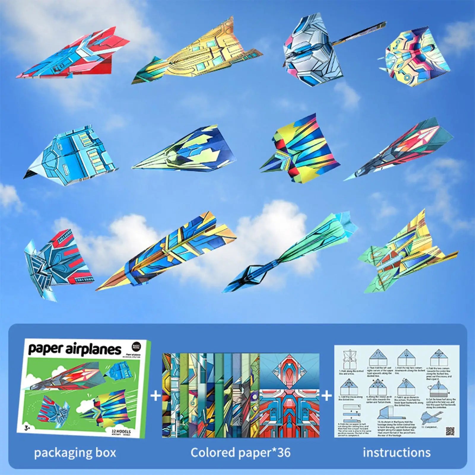 12 Patterns Paper Airplane Book, Creative STEM Toys for Kids & Adults, Perfect Gift for Birthday, Travel, Classroom & Home Peaceful Pleasures Health and Wellness