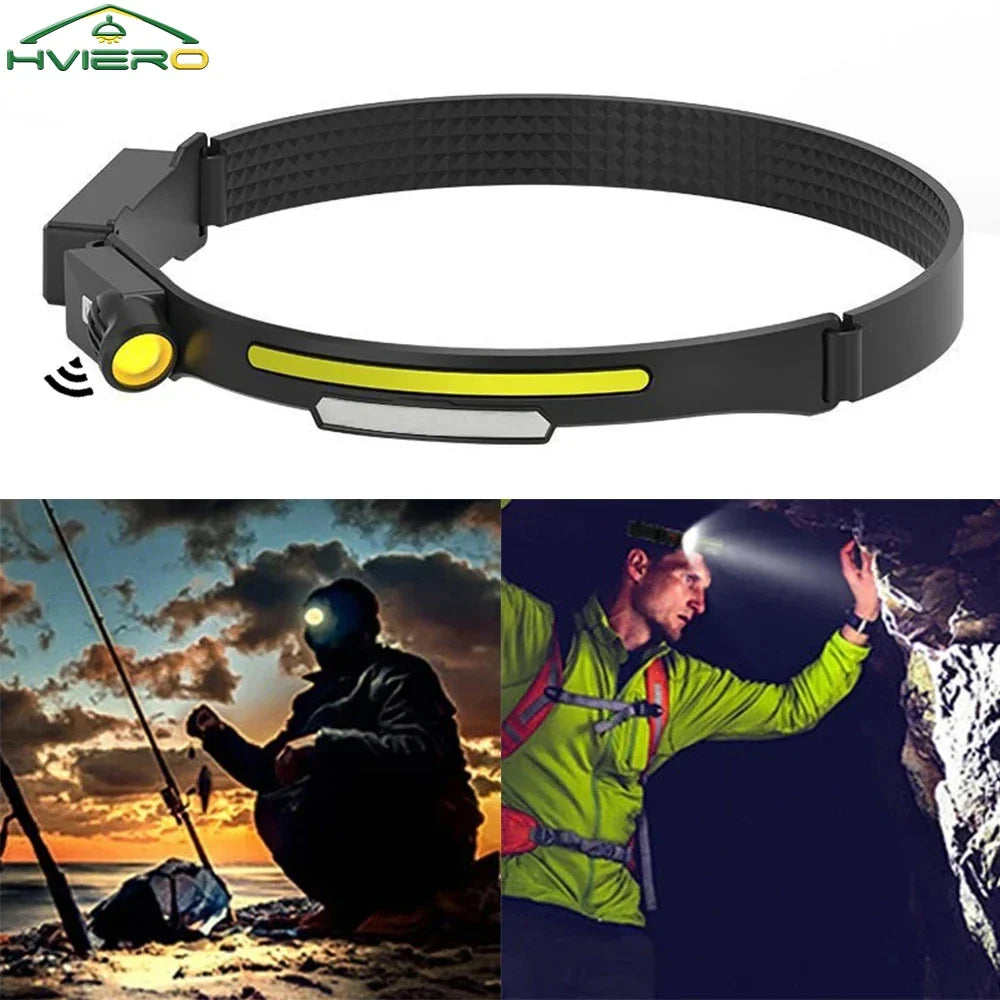 HVIERO COB LED Headlamp USB Rechargeable Waterproof Outdoor