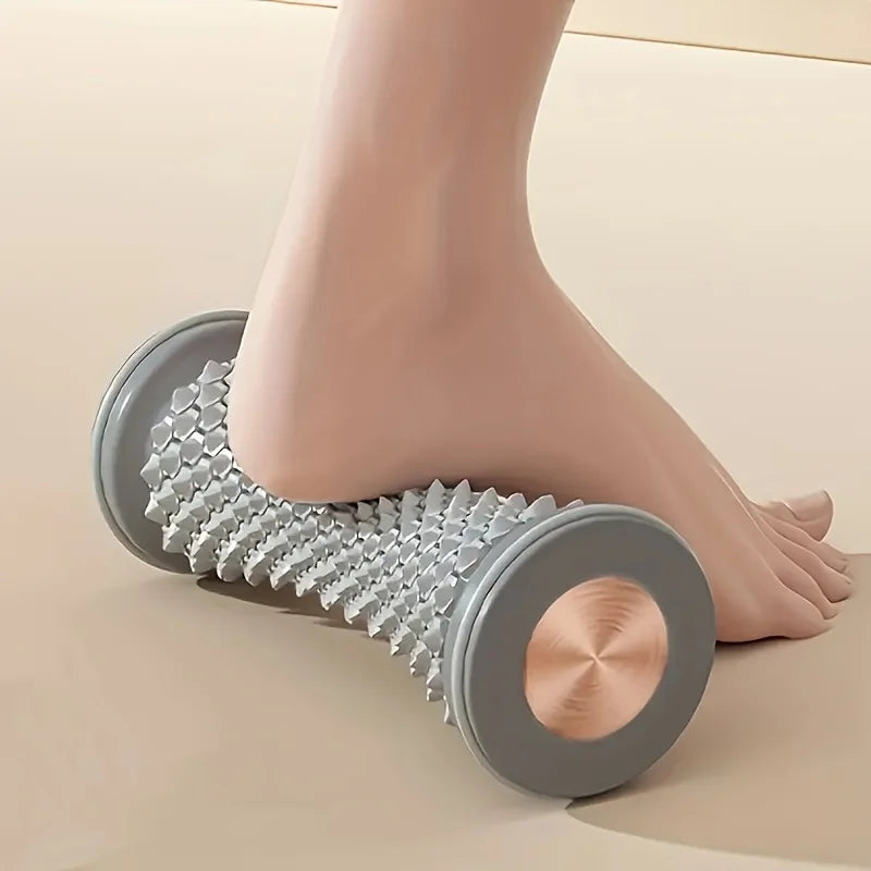 A massage device, specifically a foot massager, designed to alleviate muscle fatigue and discomfort in the feet. Peaceful Pleasures Health and Wellness