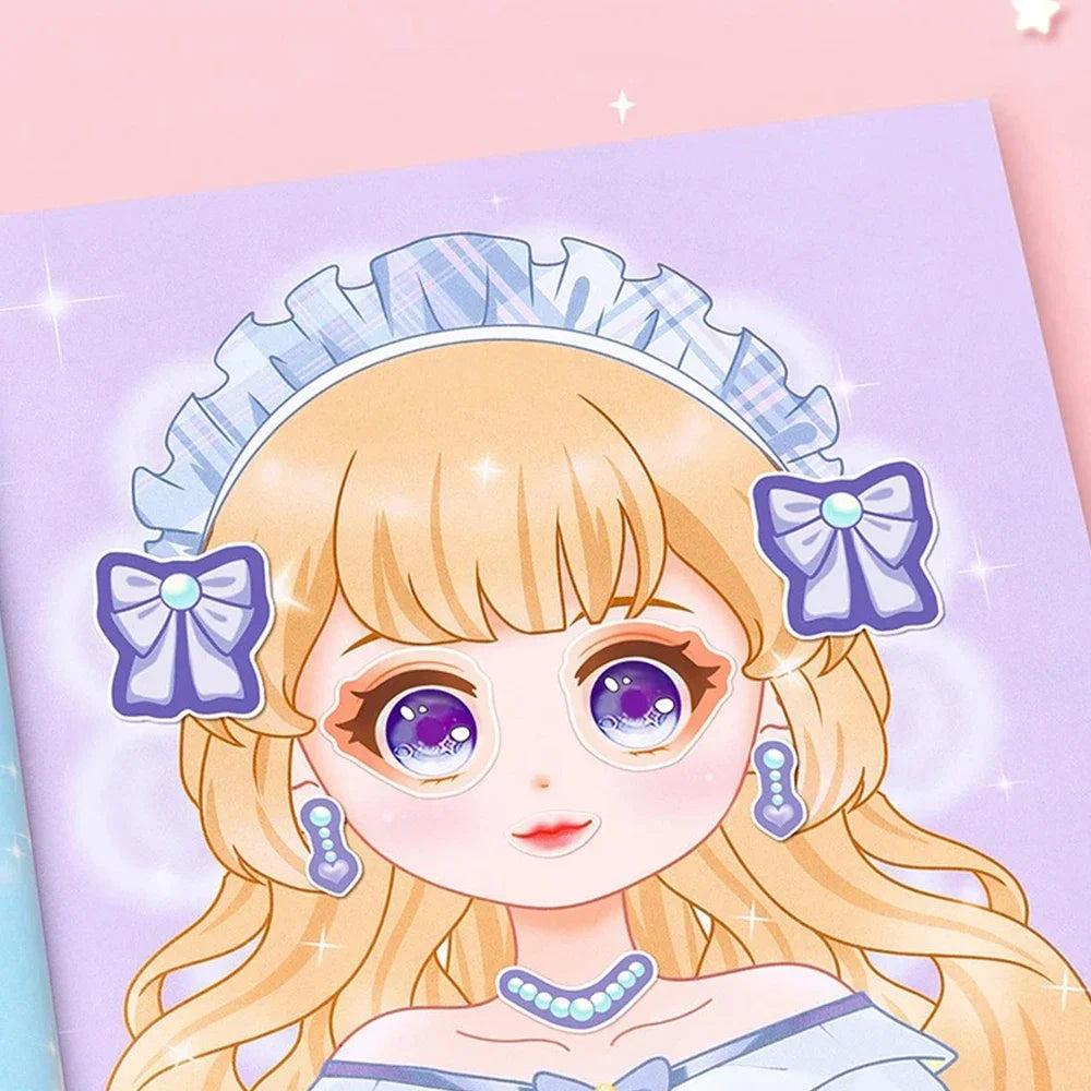 Cartoon Princess Make Face Puzzle Stickers Girls Reusable Creative