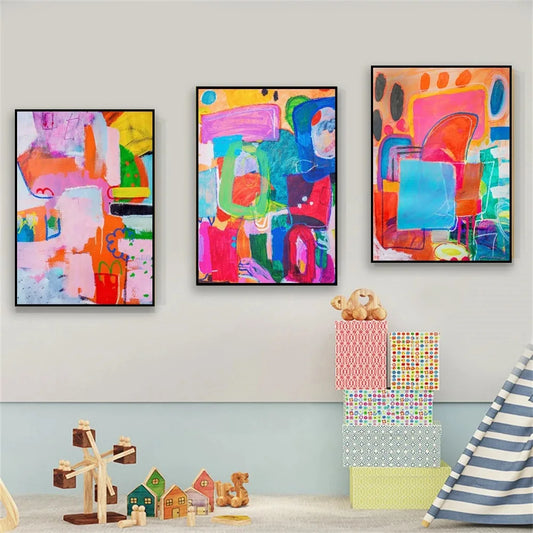Abstract Mid-Century Modern Canvas Wall Art Print | Nordic Décor Canvas Wall Art Print Peaceful Pleasures Health and Wellness