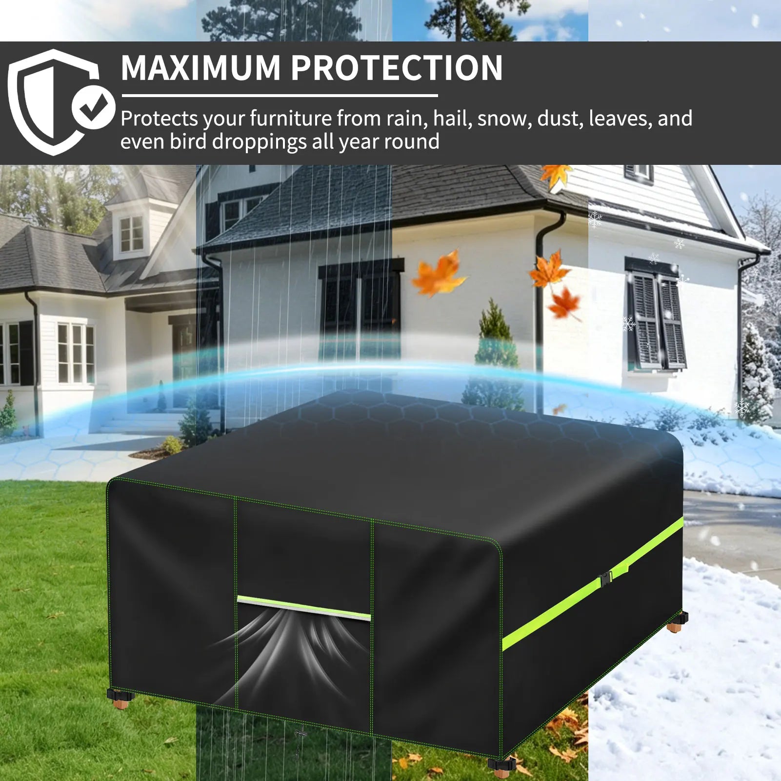 Garden Furniture Covers With Air Vent Waterproof Patio Rattan Sofa Table Chair Set Cover Outdoor Ddustproof Furniture Protector Peaceful Pleasures Health and Wellness