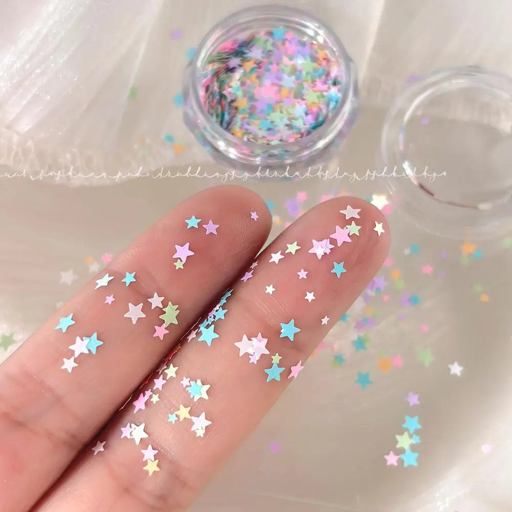 Heart & Star Nail Glitter Sequins – Colorful Manicure Decorations