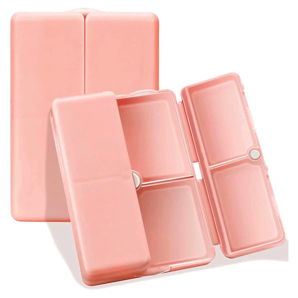 1Pcs Daily Pill Organizer,7 Compartments Portable Case for Travel, [Folding Design]Pill Box for Purse Pocket to Hold Vitamins Peaceful Pleasures Health and Wellness Pink