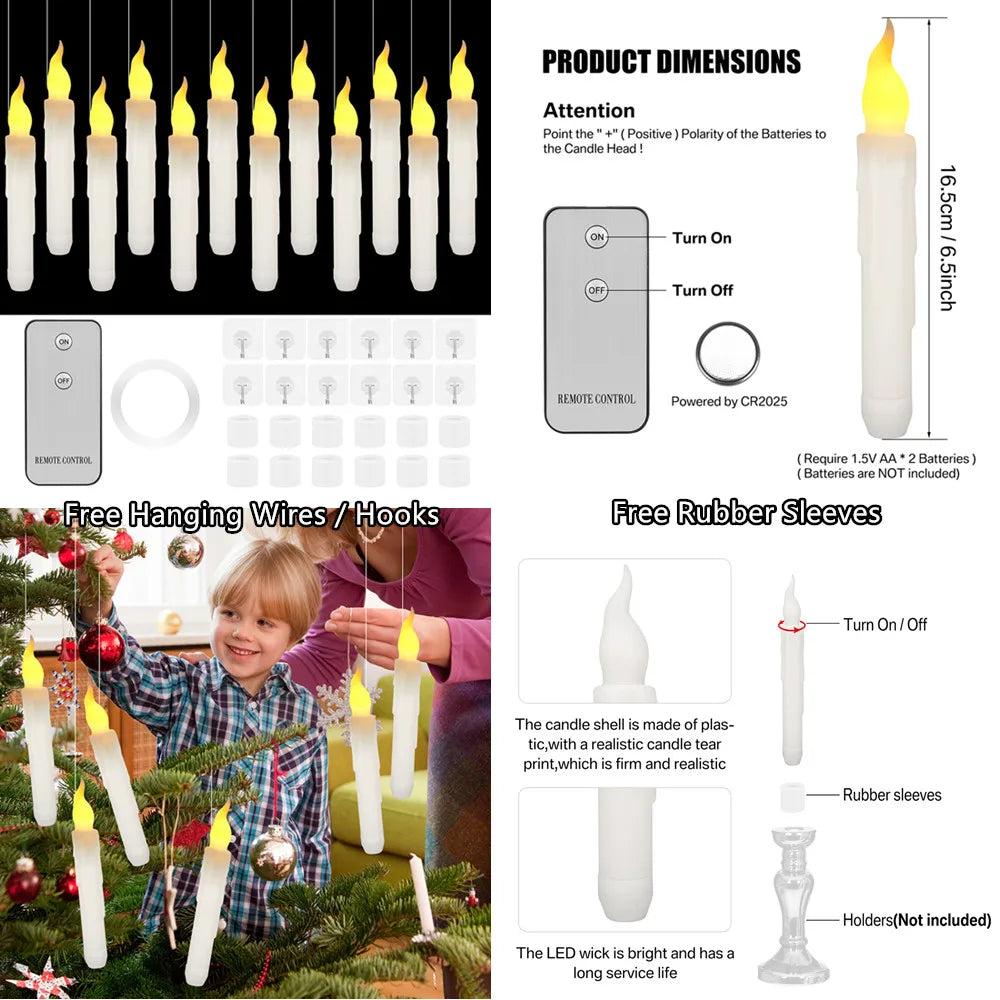 Flameless Flickering Taper Candles With/Without Remote Control Timer Dimmer Battery Operated Candlesticks for Christmas Wedding Peaceful Pleasures Health and Wellness