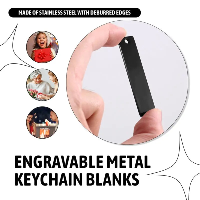 A36T-24X Engravable Metal Keychain Blanks For Laser-Engraving, 2Inch X 1/2Inch Stainless Steel Rectangle Stamping Blanks Peaceful Pleasures Health and Wellness