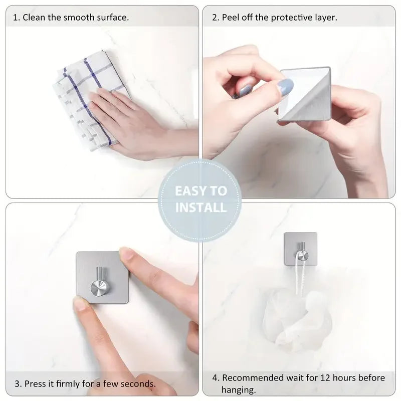 Heavy-Duty Stainless Steel Wall Hooks | Waterproof 6/7 Pack