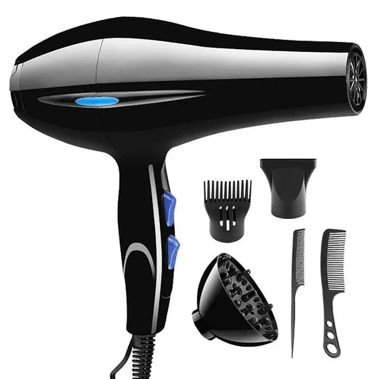 2200W Hair Dryer with Diffuser & Styling Nozzles | Black Ionic Hair Dryer Oasis Select