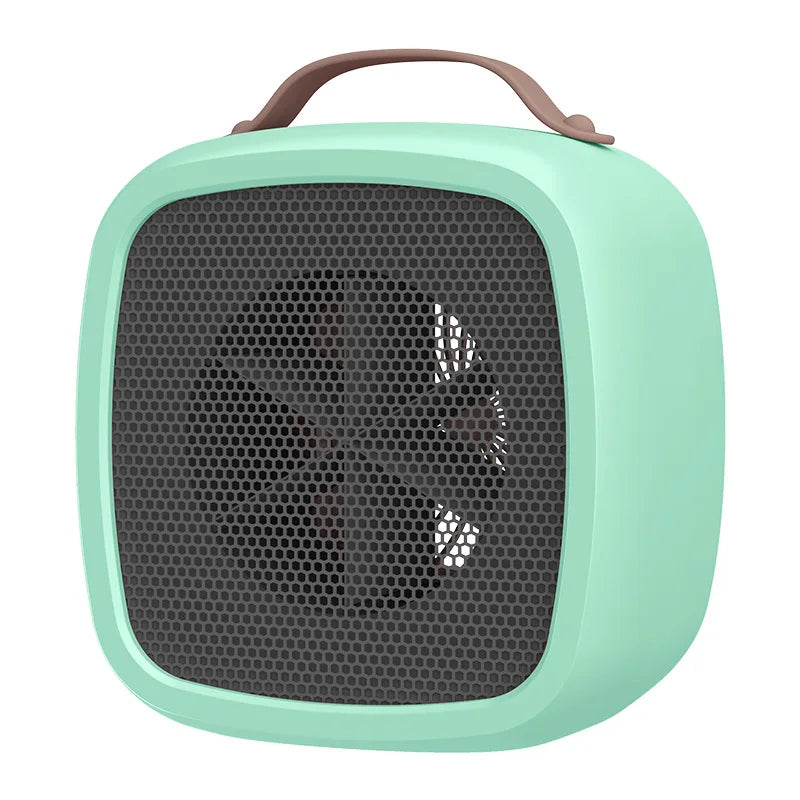 500W Portable Small Space Heater Fast Heating Silent Lightweight Desktop Warm Air Heater Indoor Office Household Warmer Fan Peaceful Pleasures Health and Wellness SKU-01-Green EU