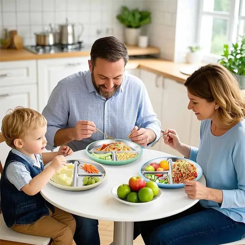 Stainless Steel Baby Suction Plate – BPA-Free, Detachable Silicone Suction Base, 9-Inch, Dishwasher Safe