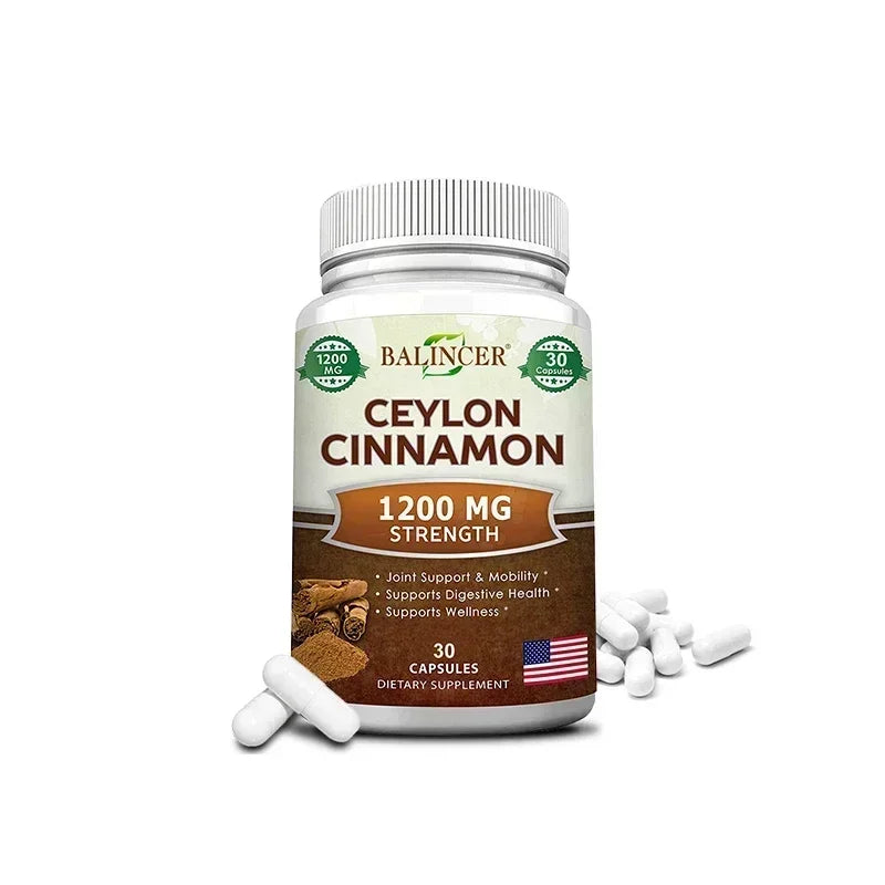 Organic Ceylon Cinnamon Capsules + Turmeric/ACV/Ginseng/Bioperine - Joint Bone Health, Anti-Inflammatory Antioxidant, 120 Counts Peaceful Pleasures Health and Wellness 30 count-1 bottle