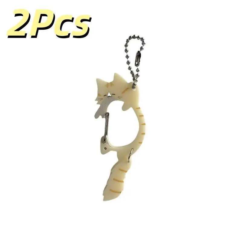2-Pack Wagging Tail Cat Keychain | Cute Moving Pendant Carabiner