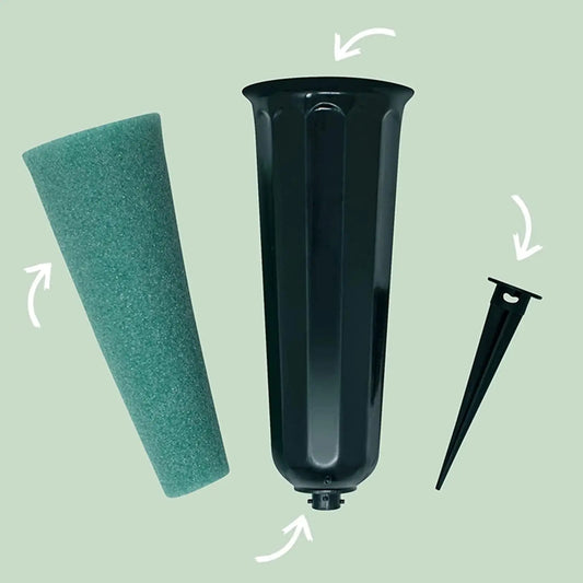 Cemetery Vase with Spike & Foam Insert | Grave Flower Holder Memorial Grave Vase Peaceful Pleasures Health and Wellness