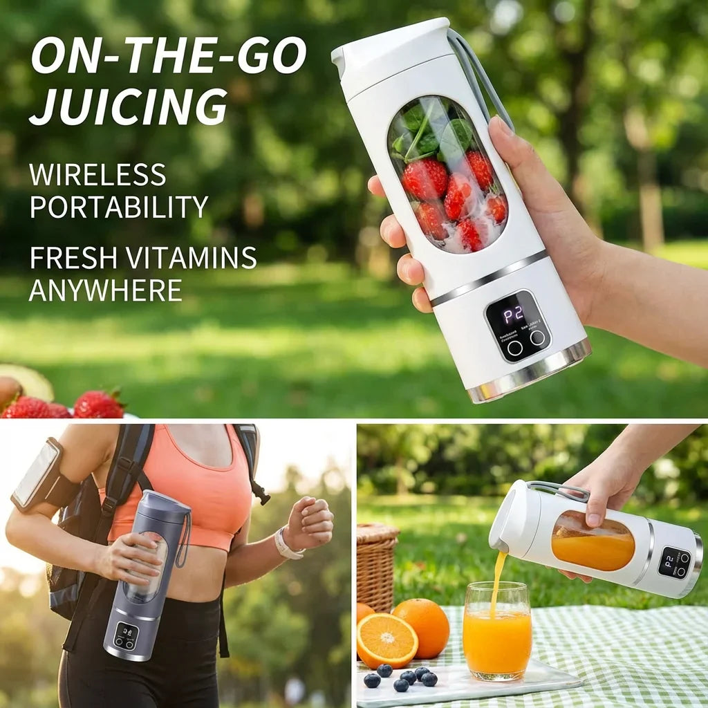 Mini Electric Juicer Cup 450ml – Digital Display & Crushed Ice