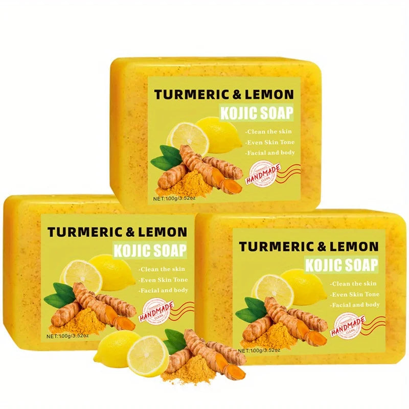Lemon Turmeric Kojic Acid Soap 3-Pack – Face & Body Bar