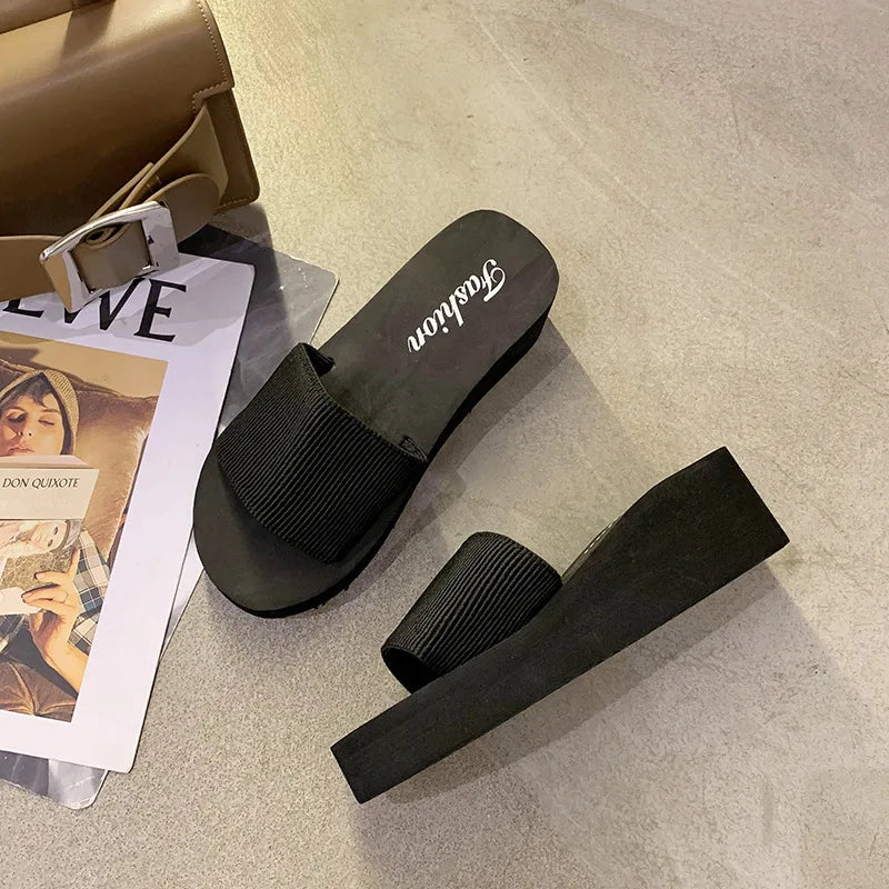 Women's Wedge Platform Flip Flop Sandals | Non-Slip Beach Slides
