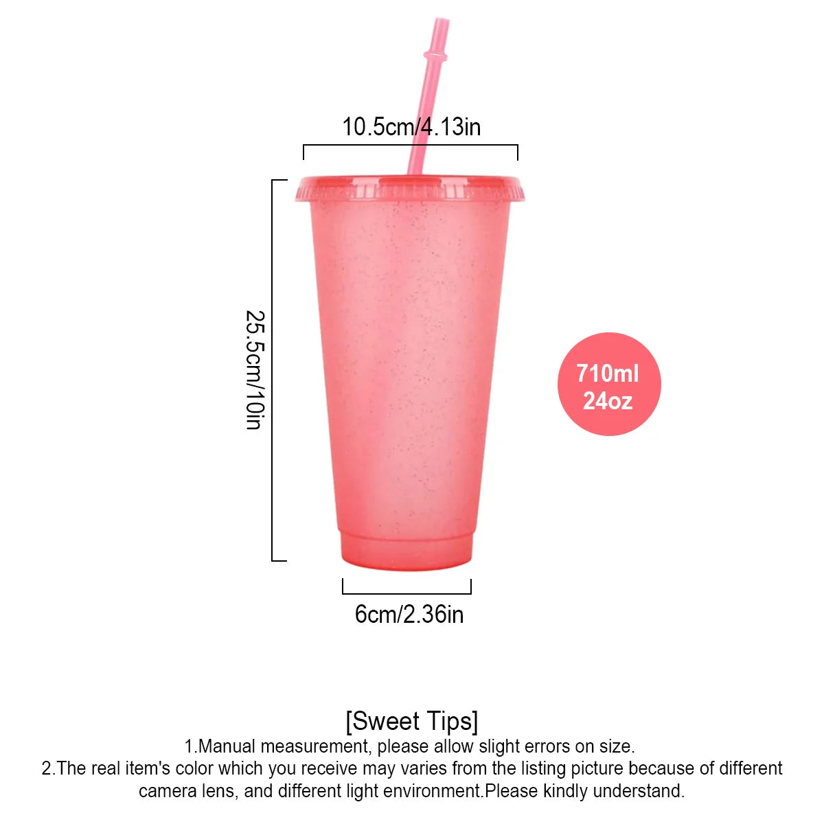 2/4Pcs Reusable Plastic Cup, 710ml Drinkware Tumblers, Coloured Acrylic Cups Tumblers with Lids and Straws, Plastic Bulk Cup Peaceful Pleasures Health and Wellness