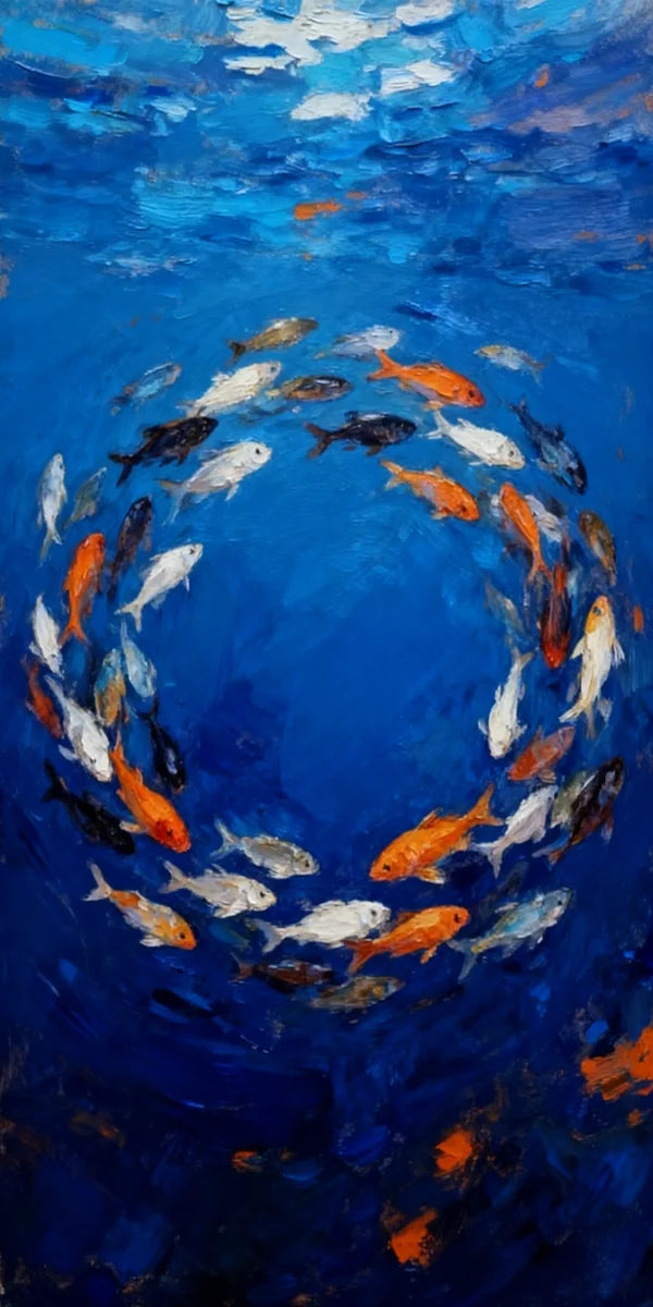 Large Size Abstract Fish Posters Wall Art Nordic Blue Sea Fish Print For Living Room Fish School Canvas Painting Home Decor Peaceful Pleasures Health and Wellness 9 50x100cm
