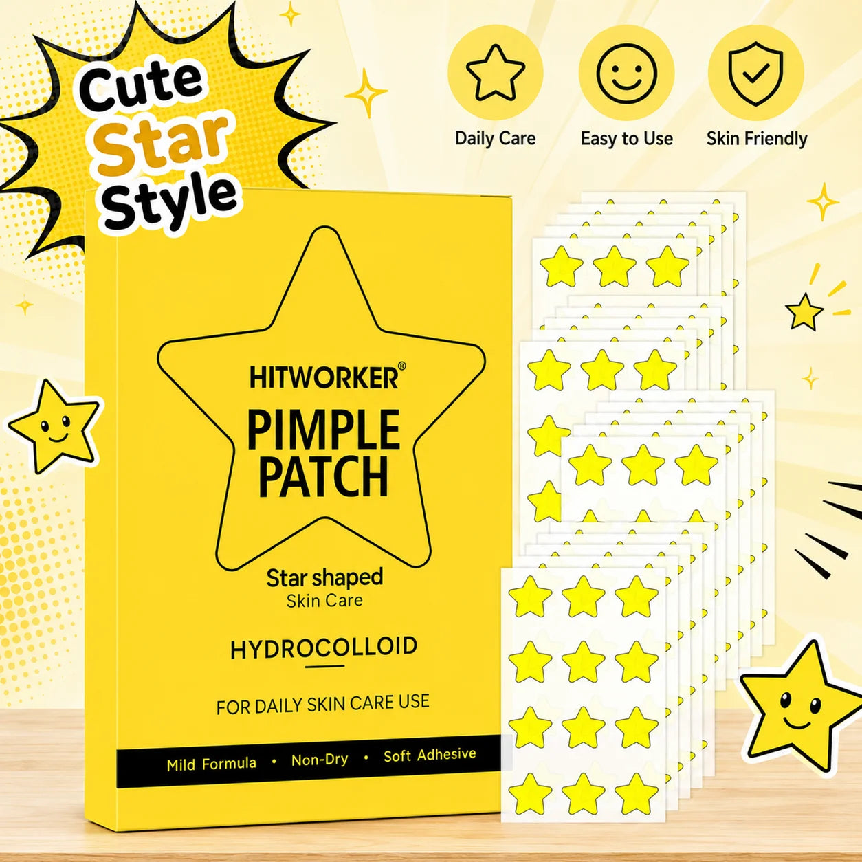 Yellow Star Hydrocolloid Spot Patches | 24/120pcs Skin Care