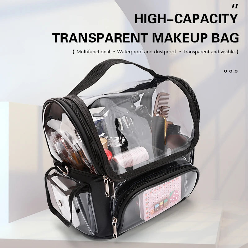 Professional Dividers Makeup Brush Case Makeup Artist Travel Clear Waterproof Cosmetic Organizer Bag with Adjustable Strap Peaceful Pleasures Health and Wellness