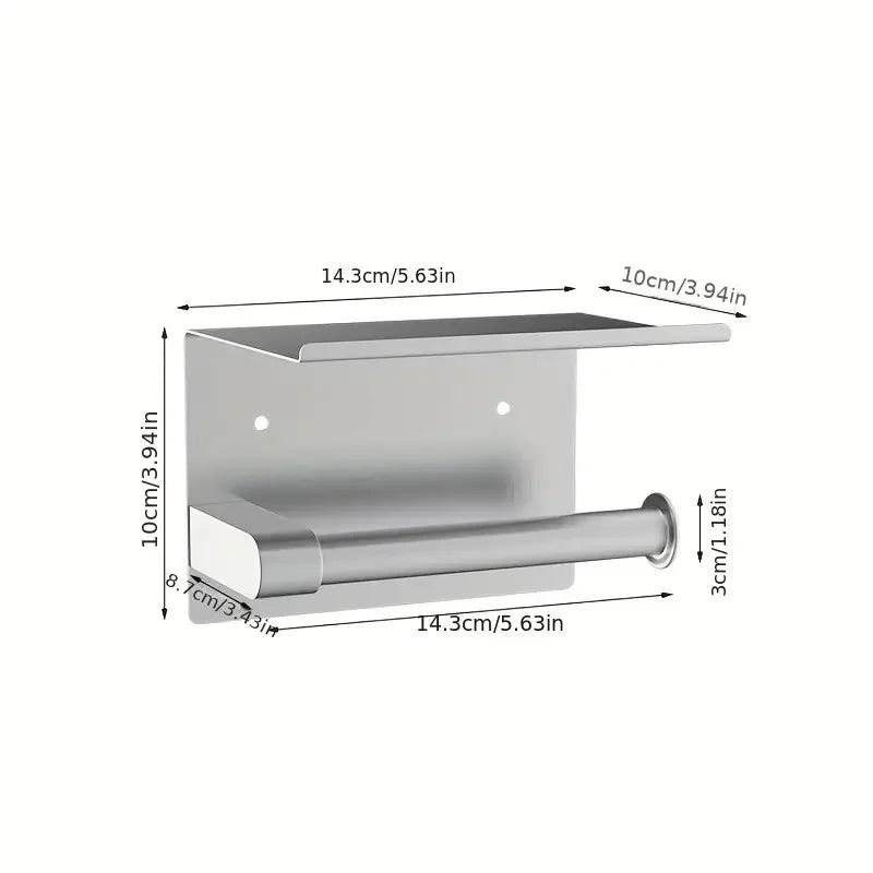 No-Drill Stainless Steel Toilet Roll & Paper Towel Holder