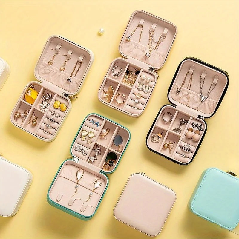 2-Pack Mini PU Leather Jewelry Travel Organizer Box for Women