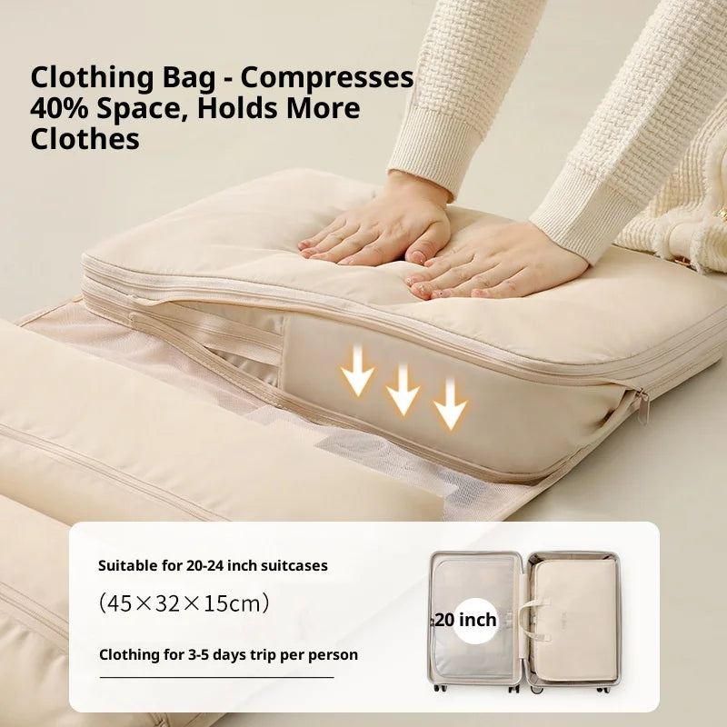 Portable Travel Compression Packing Cubes Set 6 Way Organized Storage for Clothes Foldable Hanging Design for Suitcase Luggage Peaceful Pleasures Health and Wellness