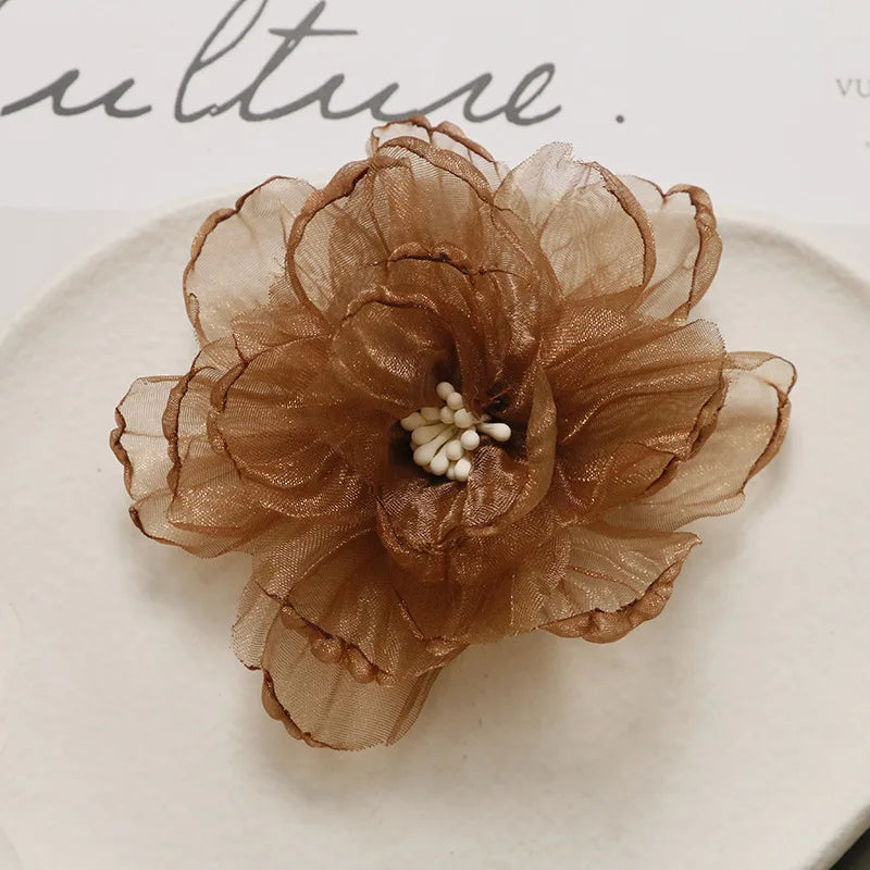 75mm Organza Fabric Flower for DIY Hair Clips & Headbands