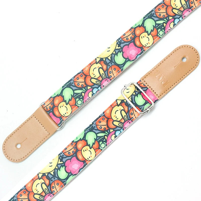 Cute Cartoon Printed Ukulele Strap Adjustable Guitar Belt Shoulder Straps for Ukulele Electric Acoustic Guitar Bass Accessories Peaceful Pleasures Health and Wellness A