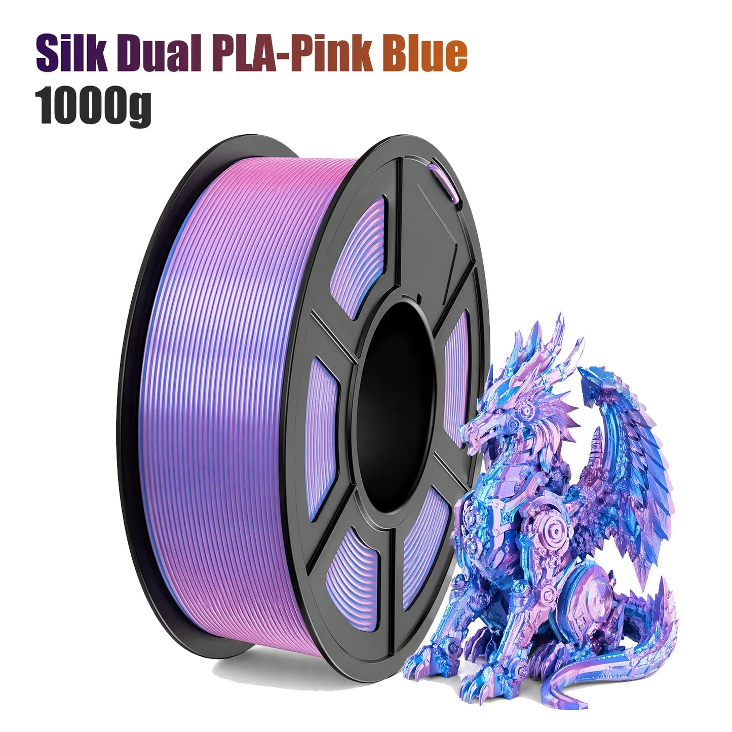 Dual Color Silk PLA Filament 1.75mm Silver Blue 250g | FDM