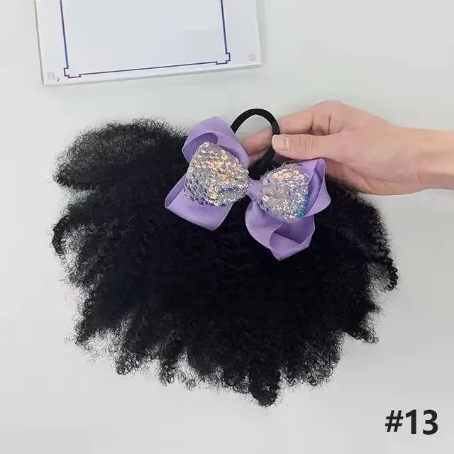 2pcs/pack Soft cute 4inch puff elastic band twist ponytail go afro kinky marley bouncy feel like natural human for baby girls Peaceful Pleasures Health and Wellness Large colors 13 CN