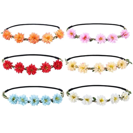 Pink Rose Floral Crown – Boho Adjustable Ribbon Headpiece Floral Hair Crown Oasis Select