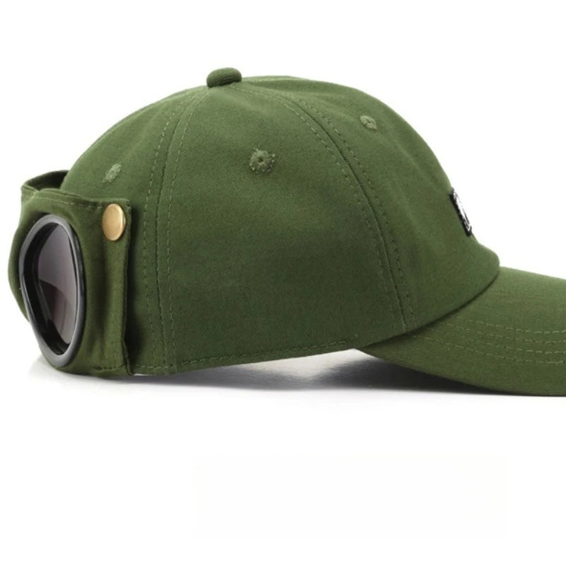 Pilot-Style Baseball Cap with Sunglasses | Men's Cotton Hat