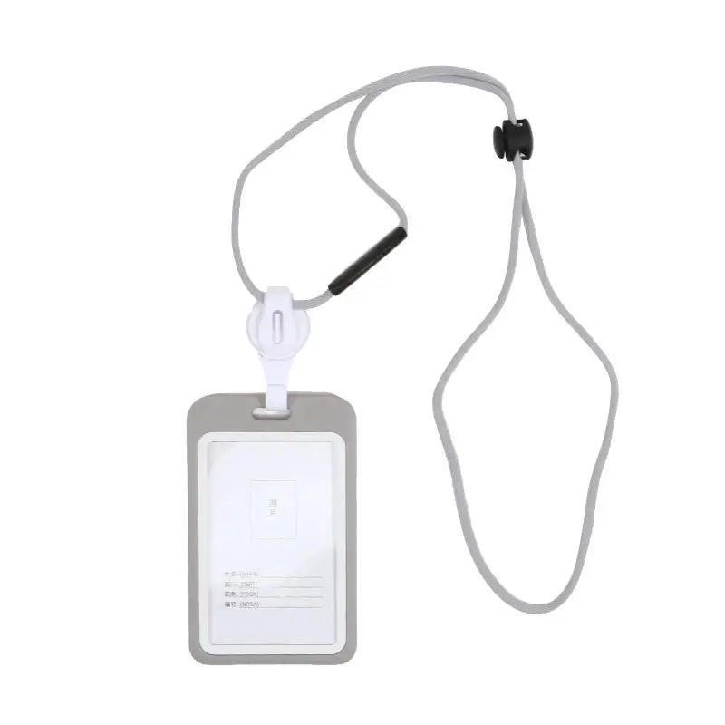 Retractable Badge Reel with Lanyard Transparent ID Card Holder Nurse Accessories for Work Removable Credential Clip Peaceful Pleasures Health and Wellness Gray Vertical