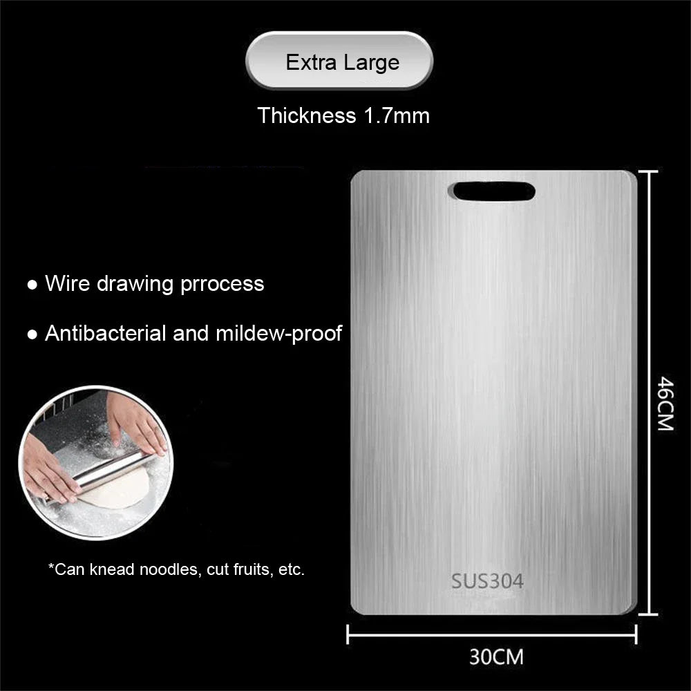 316 Stainless Steel Cutting Board – Reversible 2-in-1 Non-Slip Stainless Steel Cutting Board Peaceful Pleasures Health and Wellness Type D 39x28 cm