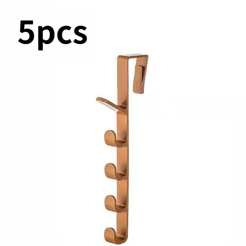 5-Hook Cabinet Door Hanging Rack | Kitchen & Bathroom Organizer