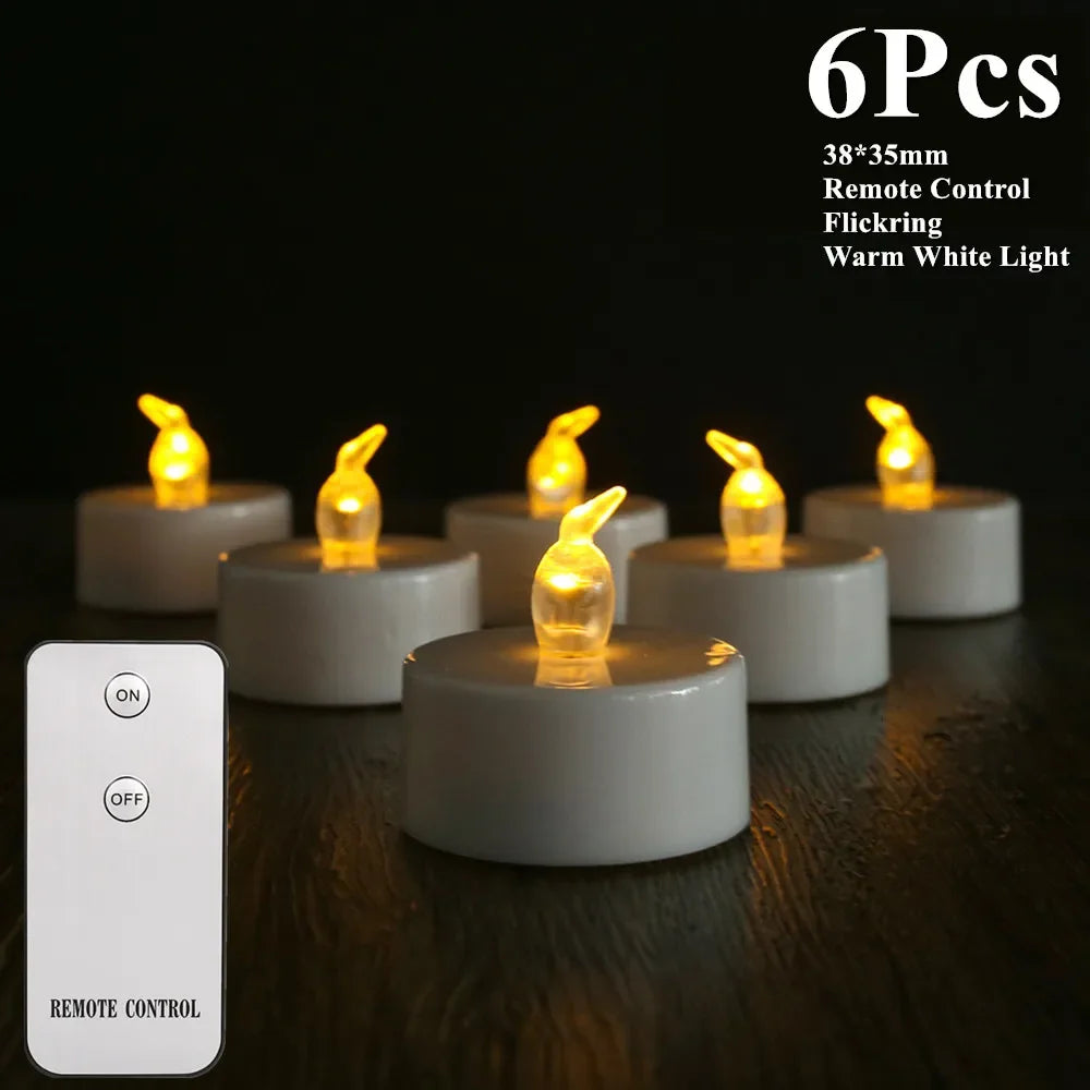 LED Tea Lights Candles Realistic Flickering Battery Operated Tealights Long Lasting Electric Candles for Christmas Wedding Decor Peaceful Pleasures Health and Wellness 6Pcs with Control