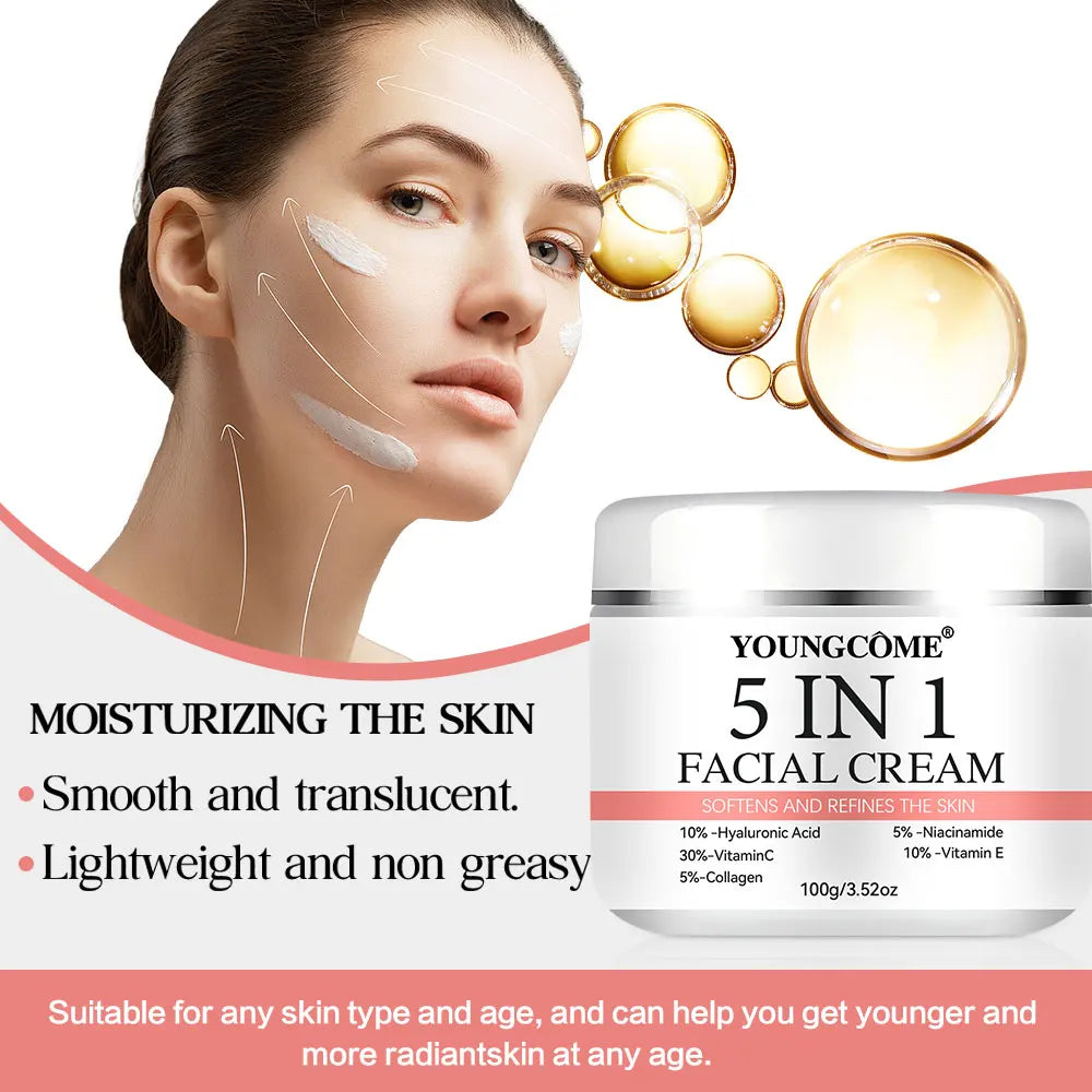 5-in-1 Firming Face Serum – Vitamin C & Hyaluronic Acid Face Serum Peaceful Pleasures Health and Wellness
