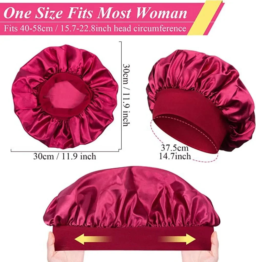 Double Layer Satin Sleep Bonnet for Curly Natural Hair Women