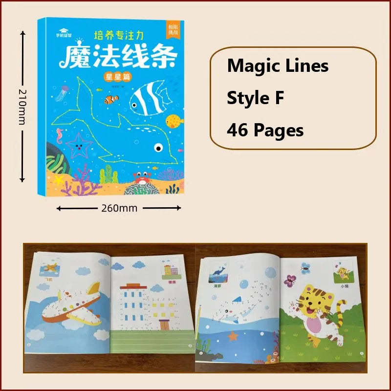 Kids Magic Line Drawing Book 46 Pages Connect Dots Activity Workbook