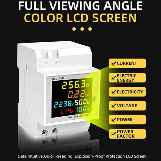 Single-phase Electricity Meter Household Intelligent Electric Meter Guide Rail Installation AC Voltage Current Power Frequency Peaceful Pleasures Health and Wellness Default Title