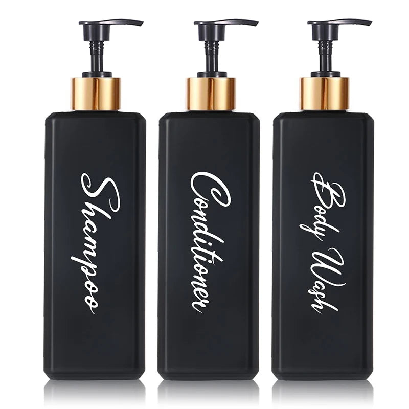 Refillable Shampoo and Conditioner Dispenser with Pump Bath Shower Shampoo Conditioner Lotion Soap Container Bottle Peaceful Pleasures Health and Wellness black