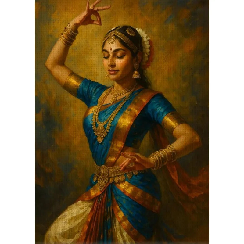 Abstract Indian Woman Rain Dance Canvas Wall Art | Unframed