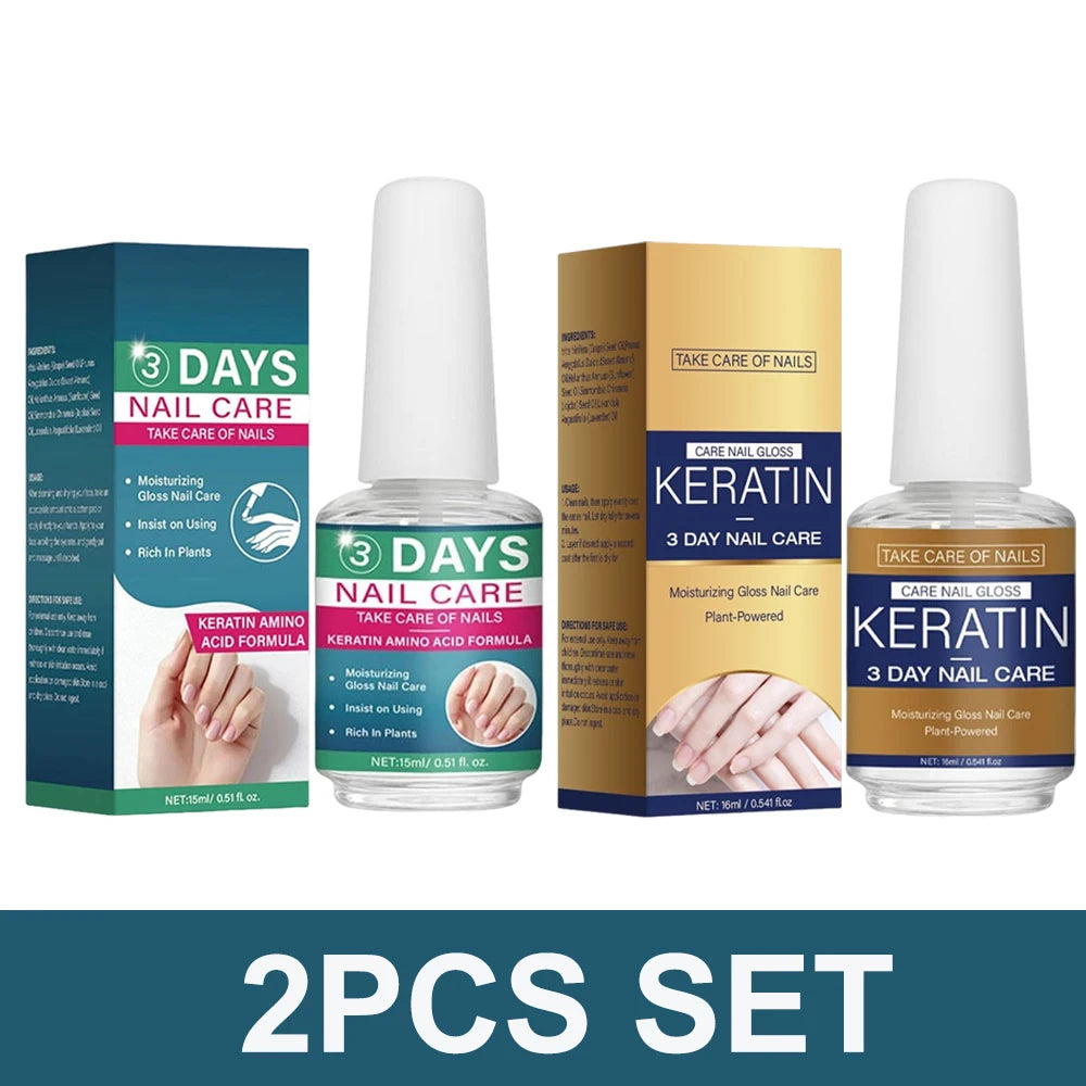 3 Days Nail Care Oil Keratin Amino Acid Formula Fast Dry 90s Salon Shine No Chip Deep Moisture Nail Strengthener,15ml Peaceful Pleasures Health and Wellness 2pcs set