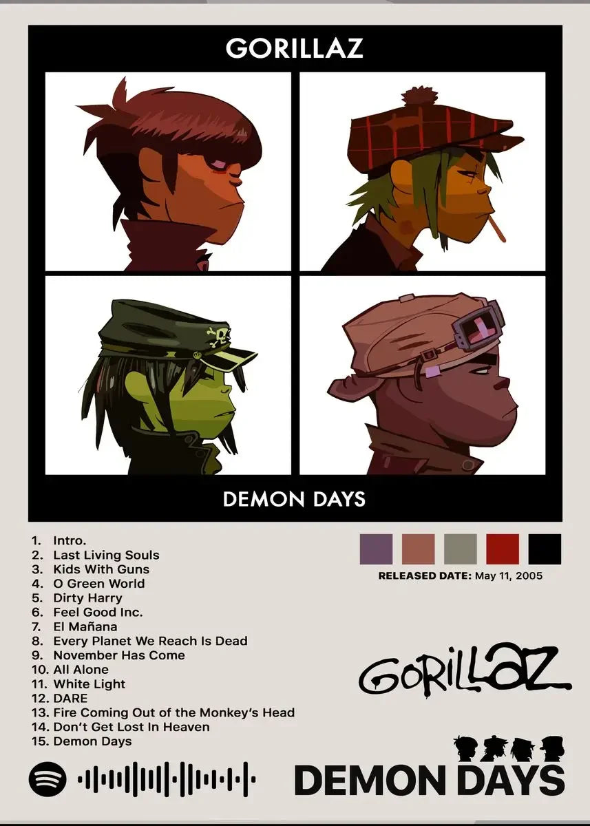 Gorillaz Canvas Wall Art Poster | Hip Hop Music Fan Decor